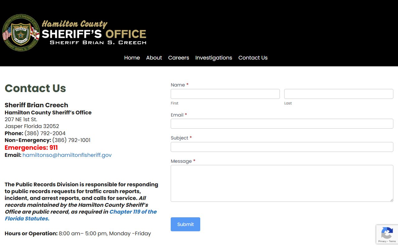Hamilton County Sheriff Contact Information