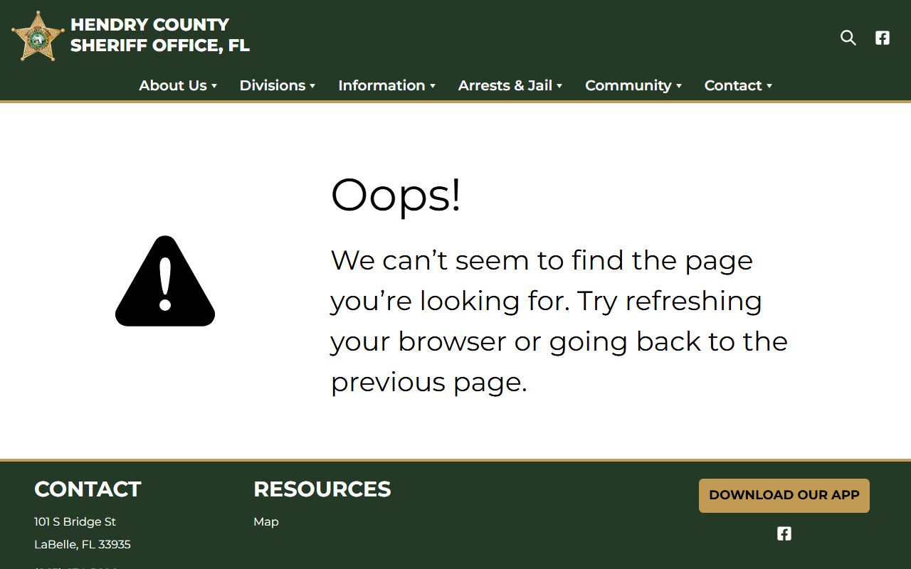 Hendry County Sheriff Contact Page