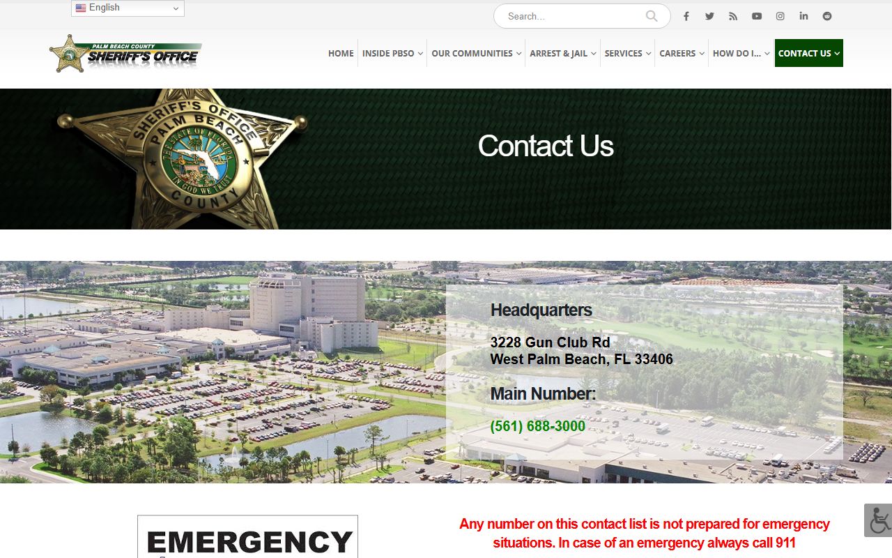 Palm Beach County Sheriff's Office contact information page