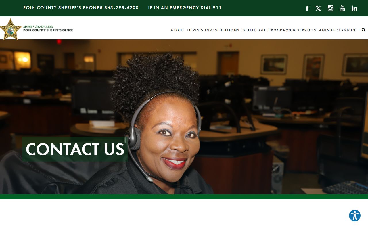 Polk County Sheriff's Office contact information page