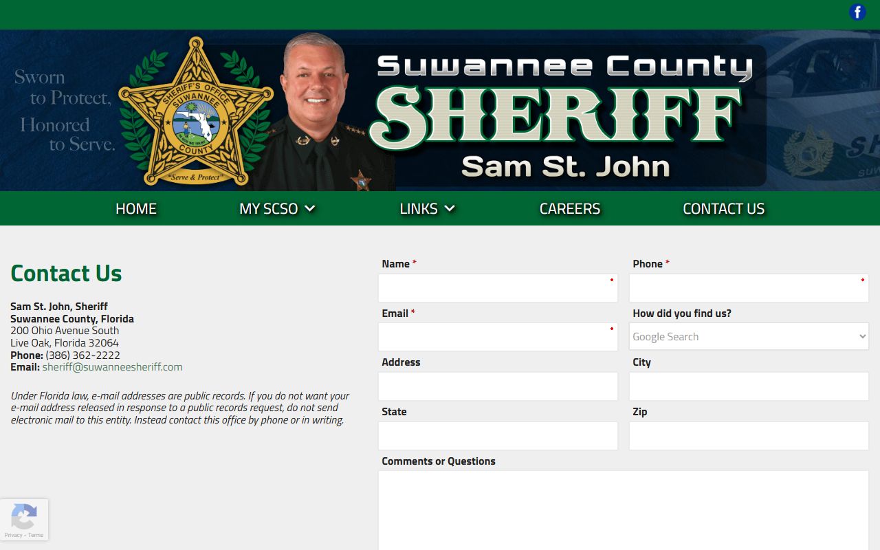 Suwannee County Sheriff's Office contact information